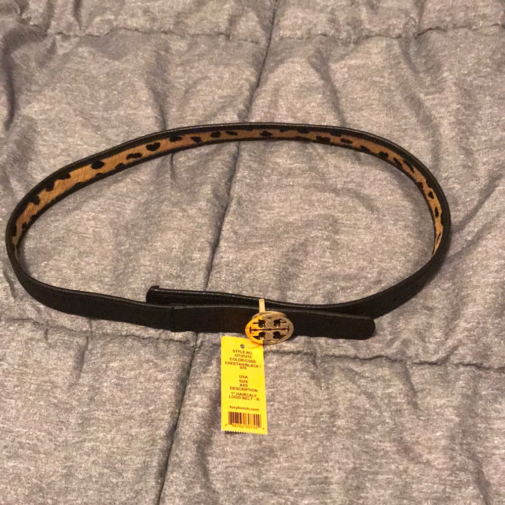 Women’s XXS reversible black & cheetah print belt